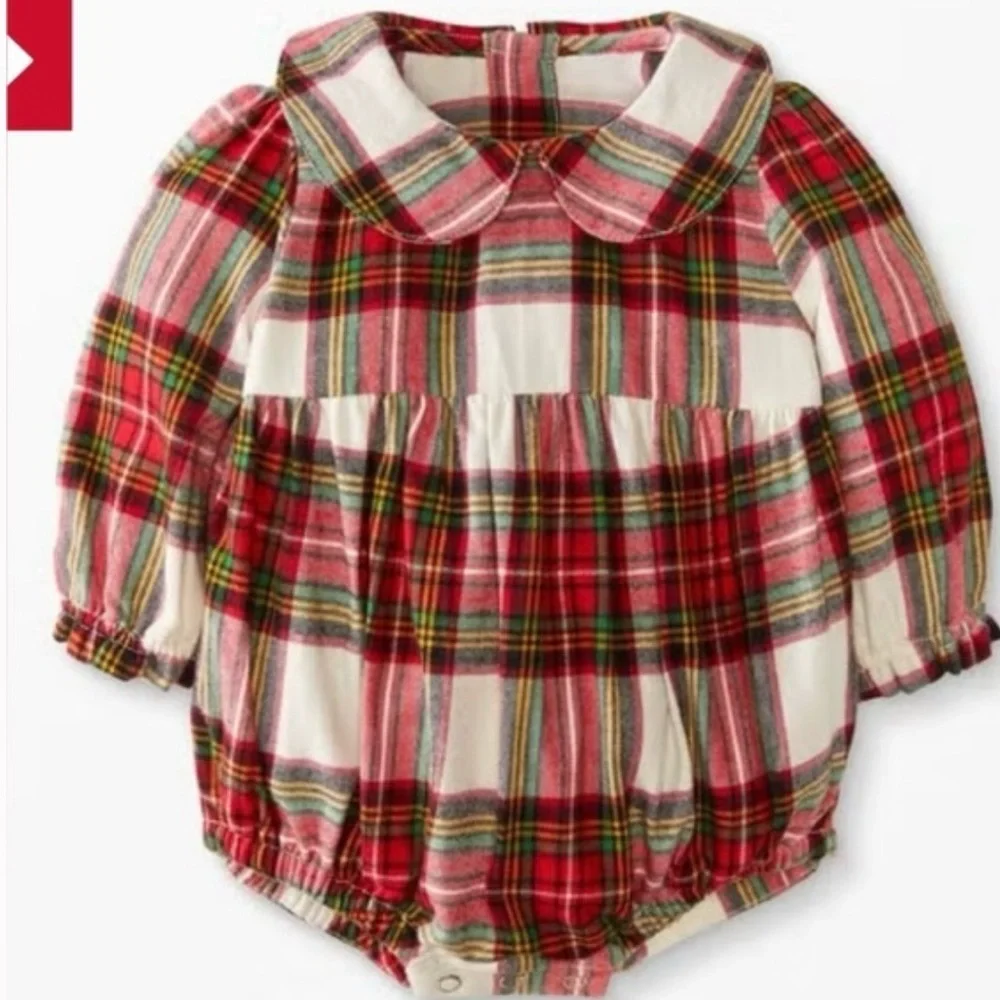 Hanna Andersson Baby Girl Christmas Plaid Romper 3-6 months 60 cm EUC